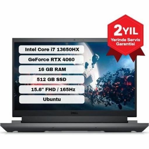 Dell Gaming G15 5530 Intel Core i7 13650HX 16GB 512GB SSD RTX4060 Ubuntu 15.6" FHD 165Hz Taşınabilir Bilgisayar G155530012U Resmi